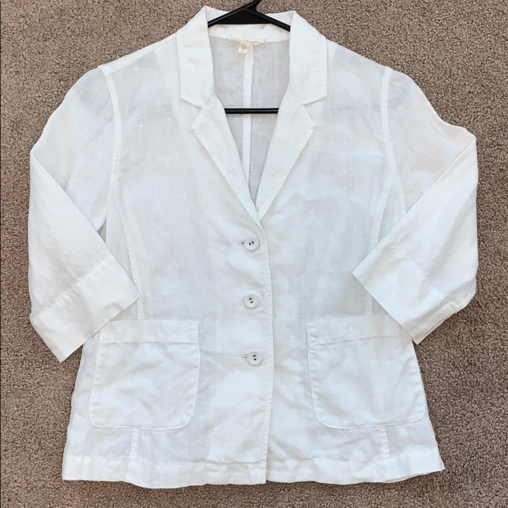 Eileen Fisher White Linen Blazer